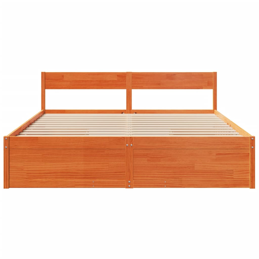 viaszbarna tömör fenyőfa ágy matrac nélkül 200 x 200 cm
