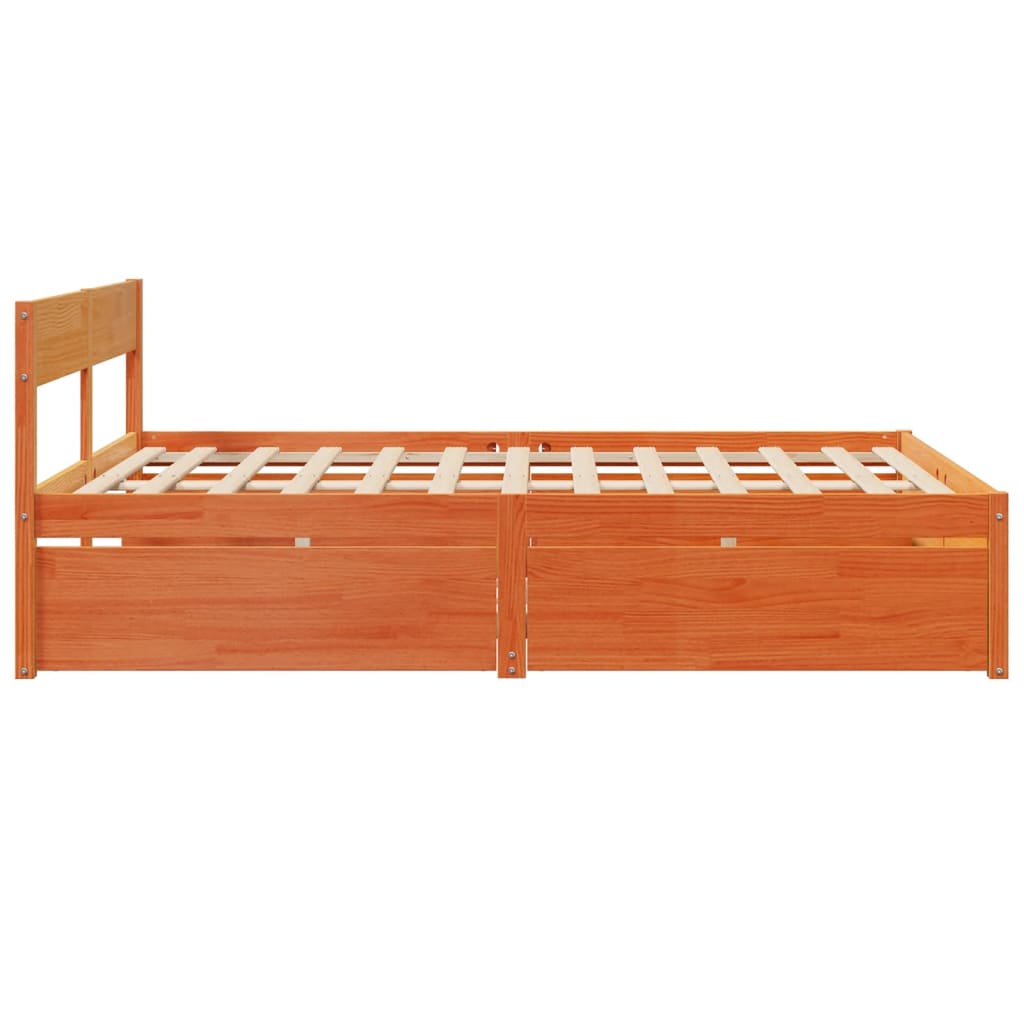 viaszbarna tömör fenyőfa ágy matrac nélkül 160 x 200 cm