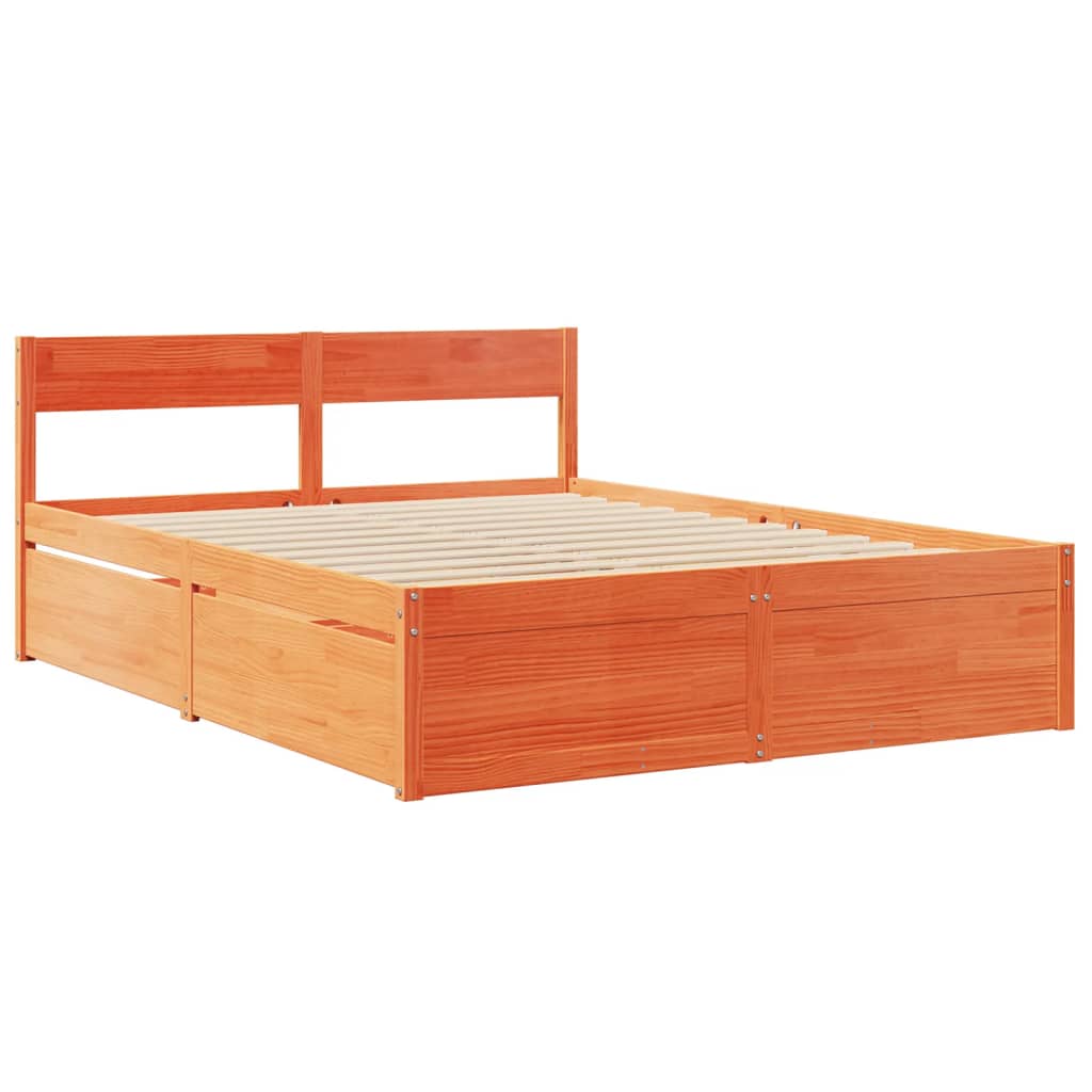 viaszbarna tömör fenyőfa ágy matrac nélkül 150 x 200 cm