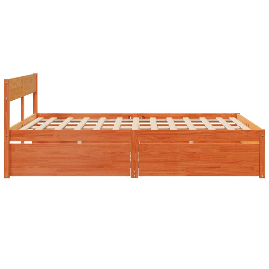 viaszbarna tömör fenyőfa ágy matrac nélkül 150 x 200 cm