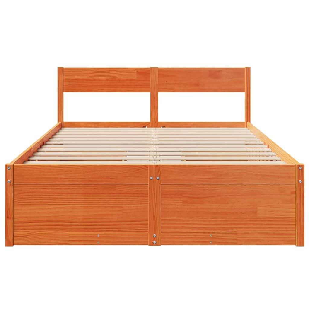 viaszbarna tömör fenyőfa ágy matrac nélkül 140 x 190 cm