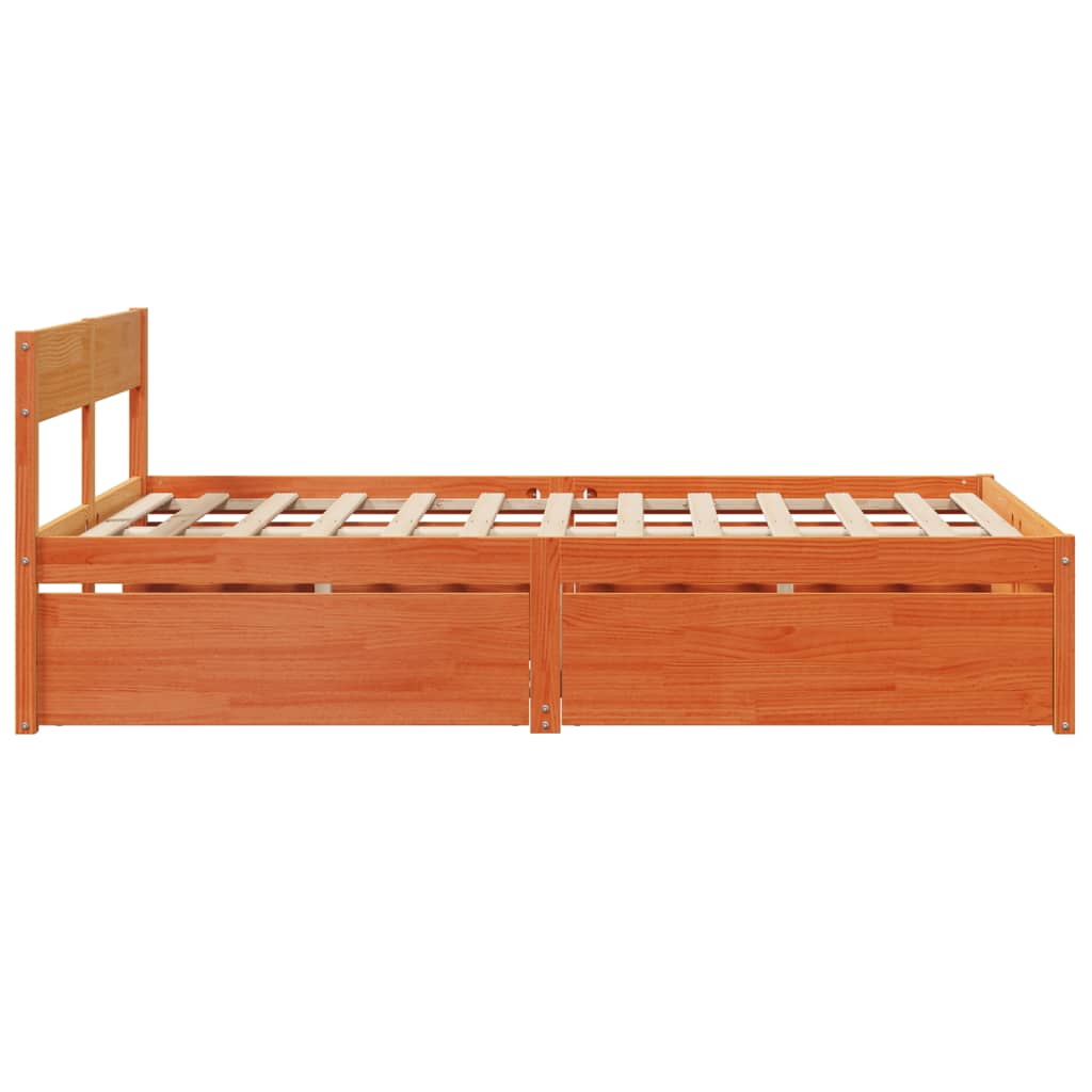 viaszbarna tömör fenyőfa ágy matrac nélkül 140 x 190 cm