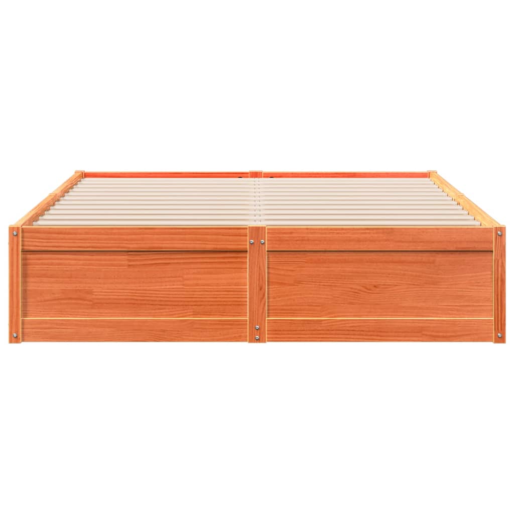 viaszbarna tömör fenyőfa ágy matrac nélkül 160 x 200 cm