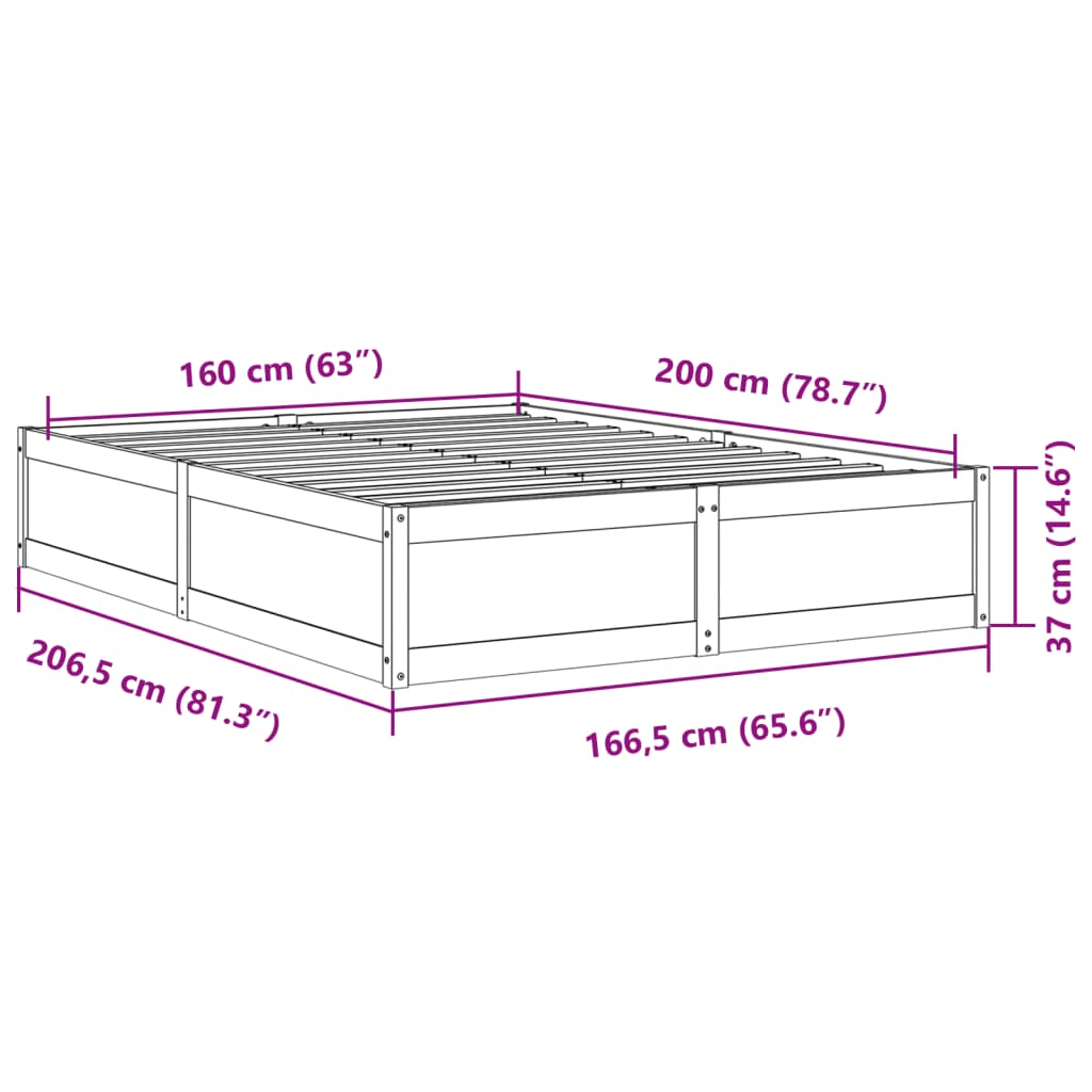 viaszbarna tömör fenyőfa ágy matrac nélkül 160 x 200 cm