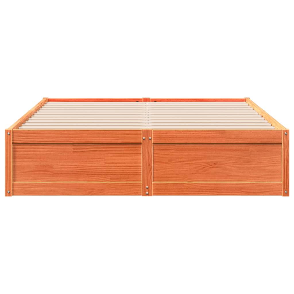 viaszbarna tömör fenyőfa ágy matrac nélkül 150 x 200 cm