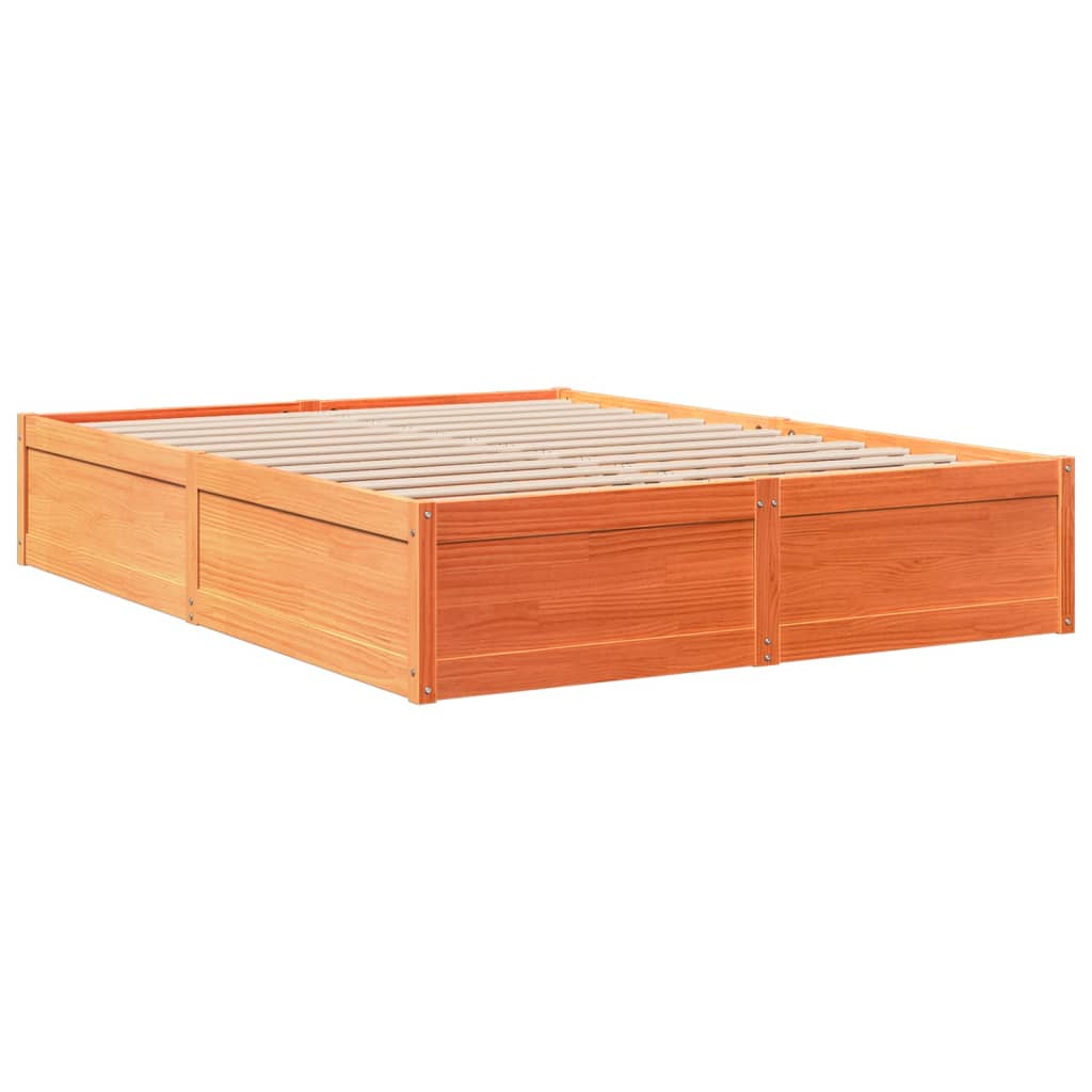 viaszbarna tömör fenyőfa ágy matrac nélkül 150 x 200 cm