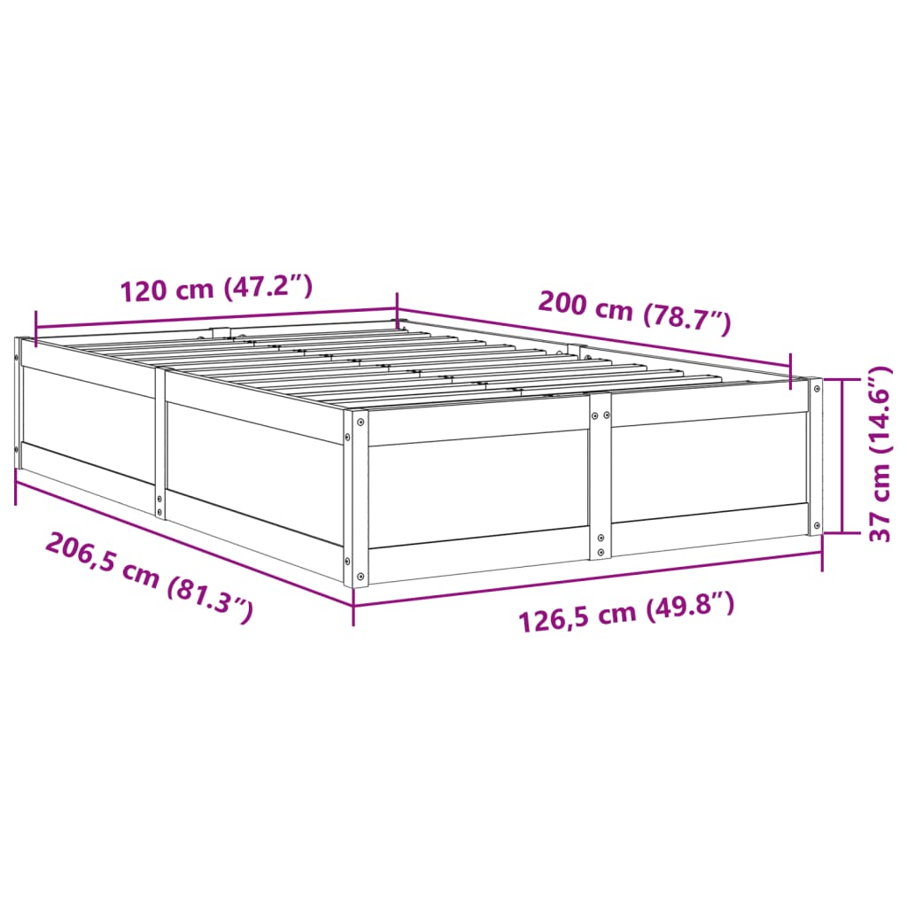 viaszbarna tömör fenyőfa ágy matrac nélkül 120 x 200 cm