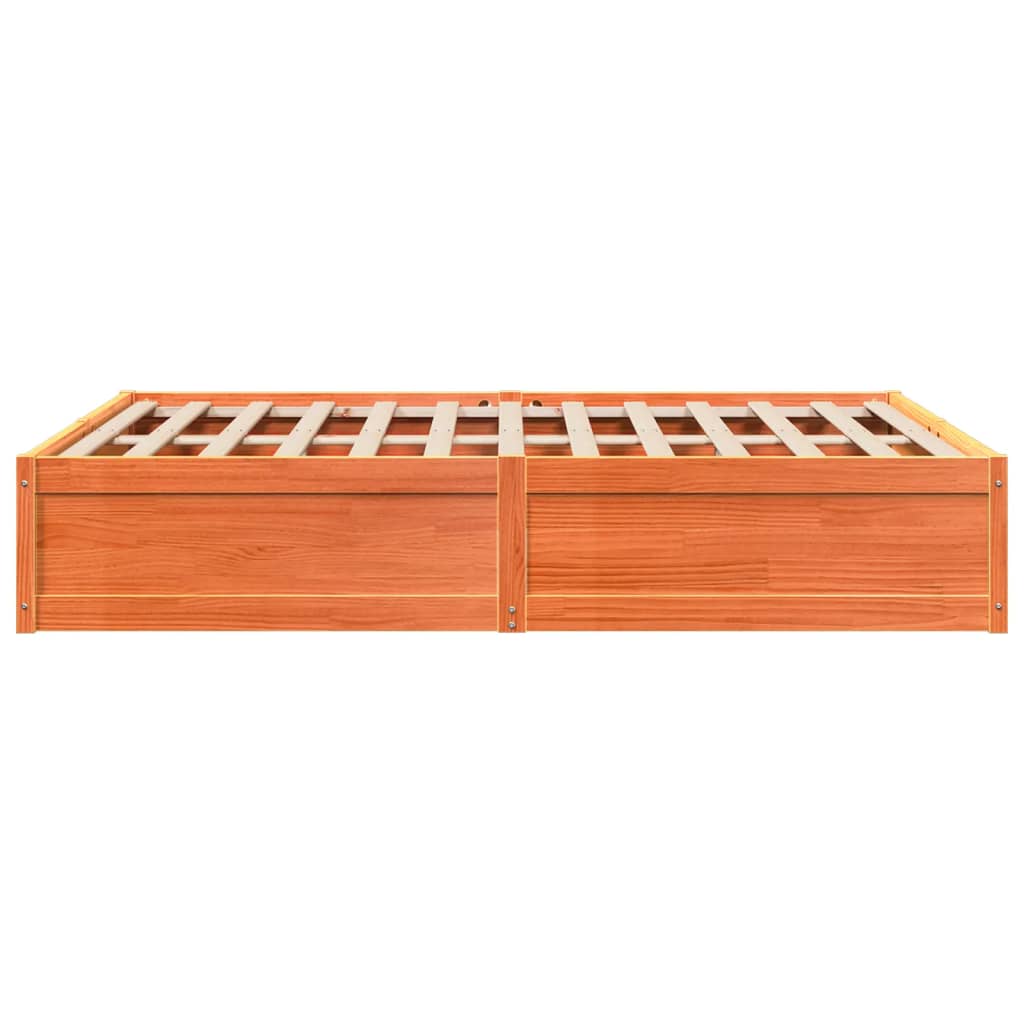 viaszbarna tömör fenyőfa ágy matrac nélkül 140 x 190 cm