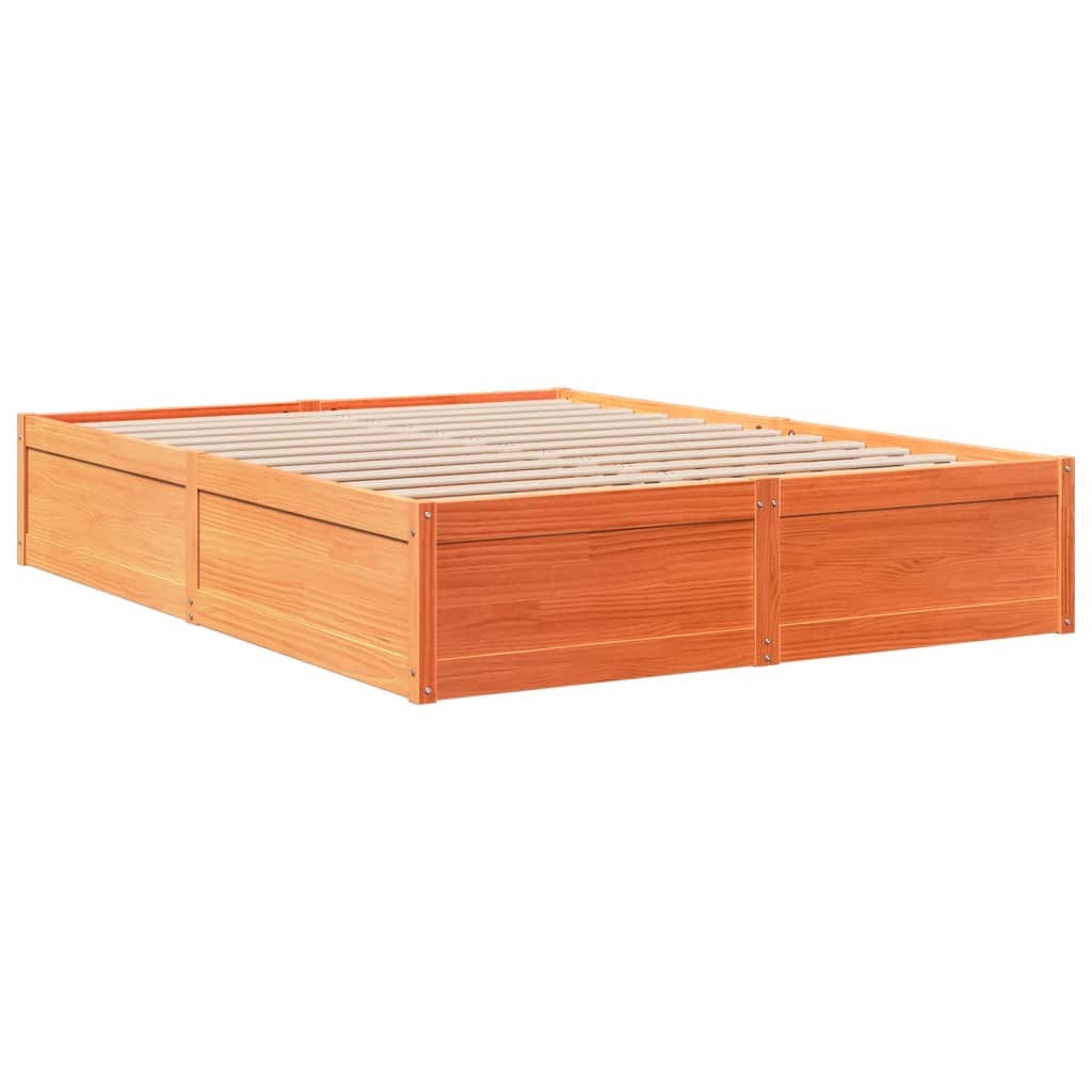 viaszbarna tömör fenyőfa ágy matrac nélkül 140 x 190 cm