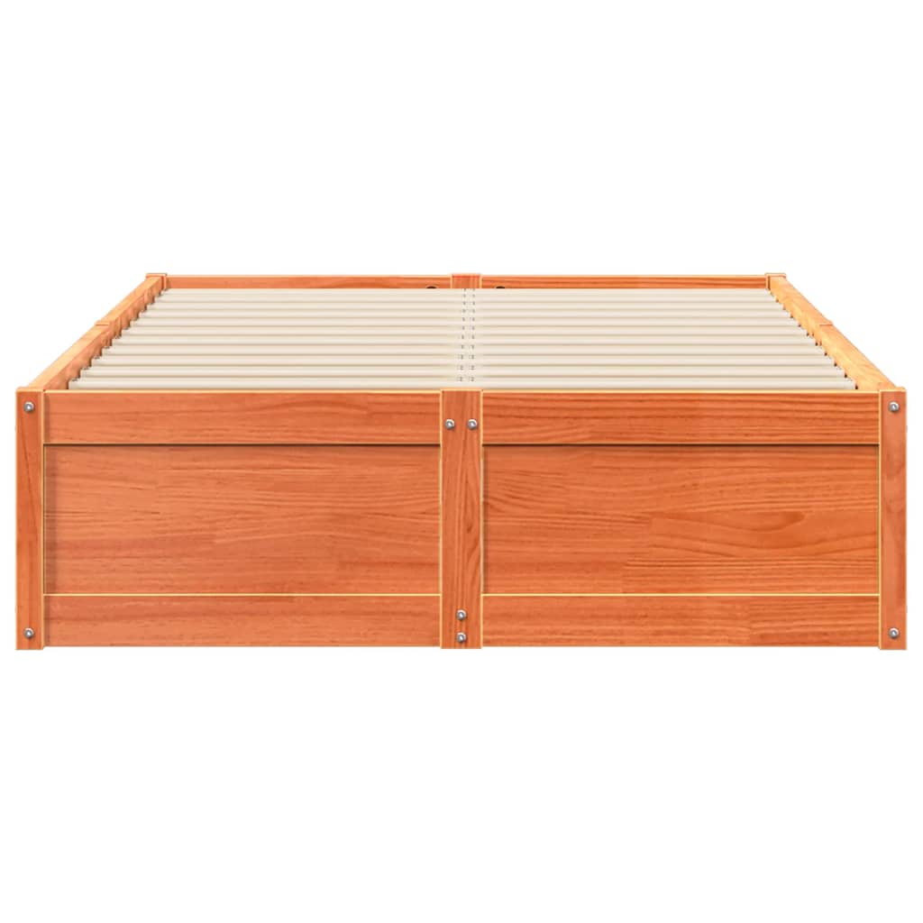viaszbarna tömör fenyőfa ágy matrac nélkül 135 x 190 cm