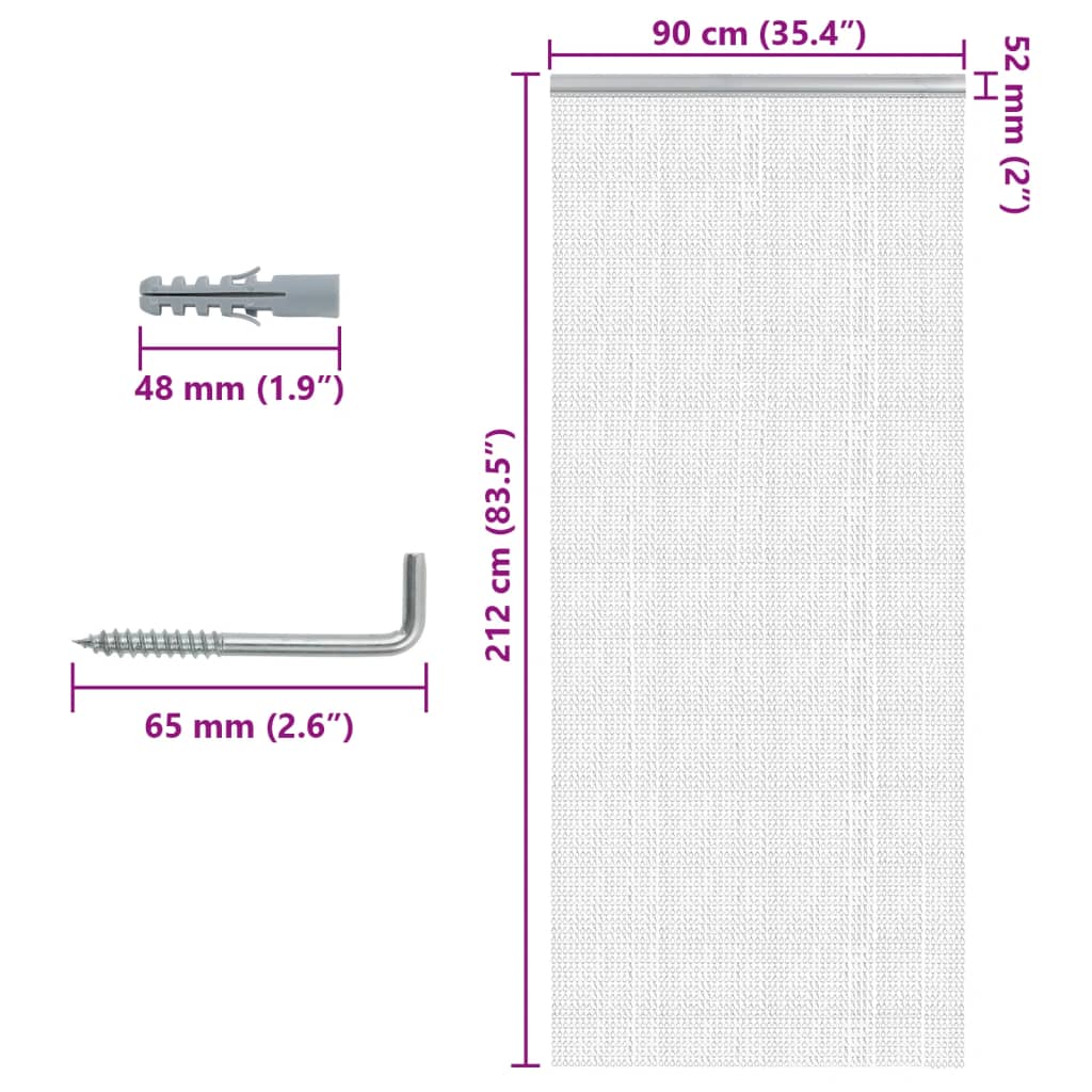 alumínium láncos ajtószúnyogháló 90 x 212 cm