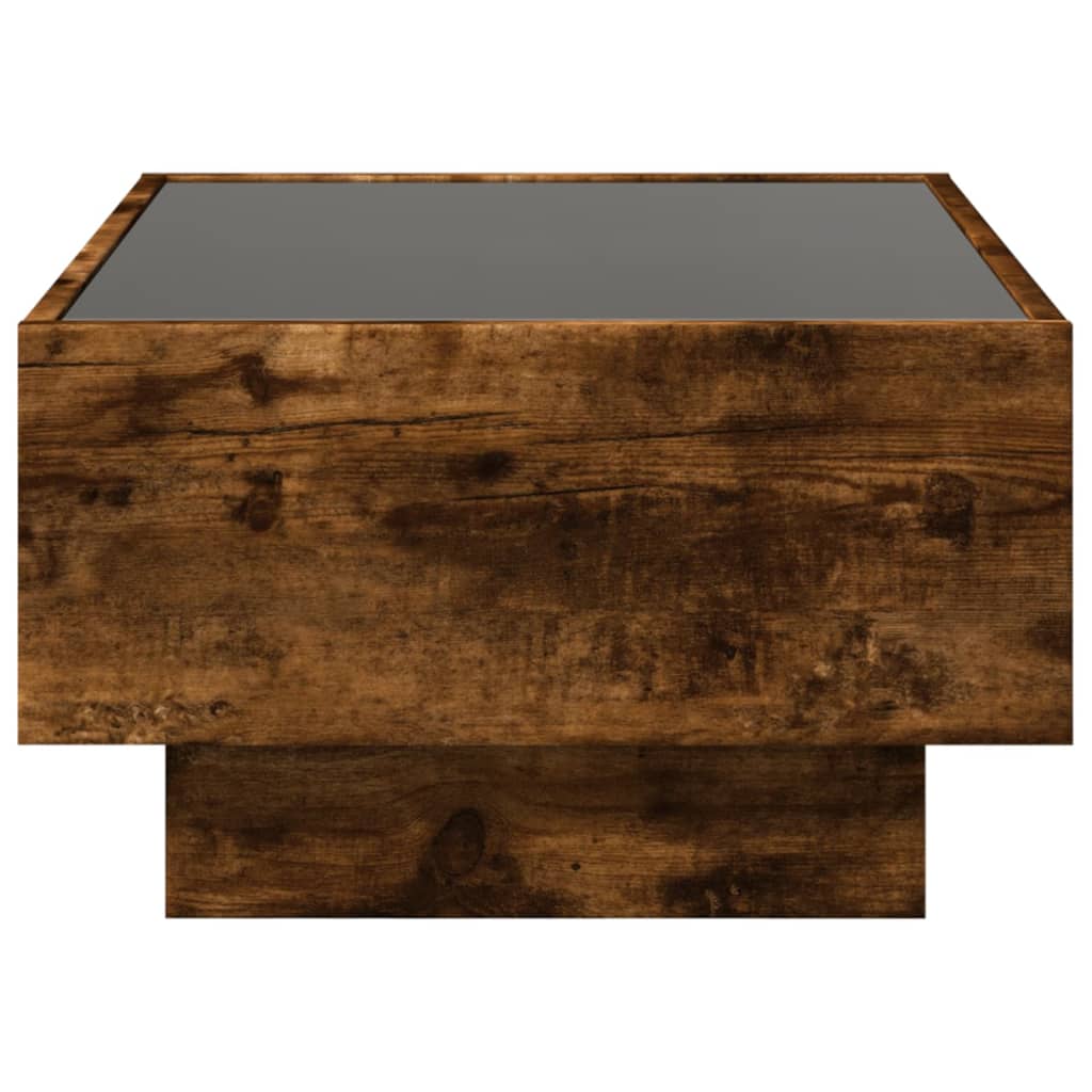 füstös tölgy szerelt fa dohányzóasztal LED-del 70 x 50 x 30 cm