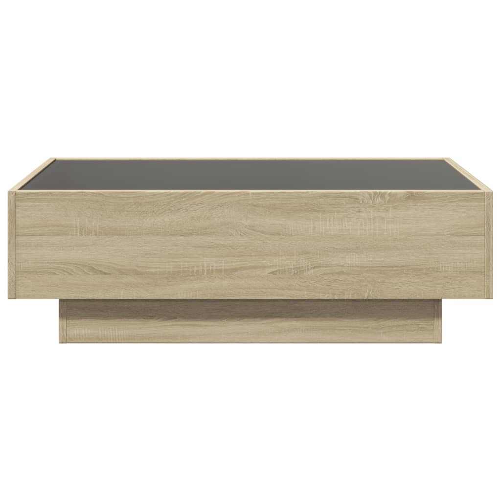 sonoma tölgy szerelt fa dohányzóasztal LED-del 90 x 50 x 30 cm