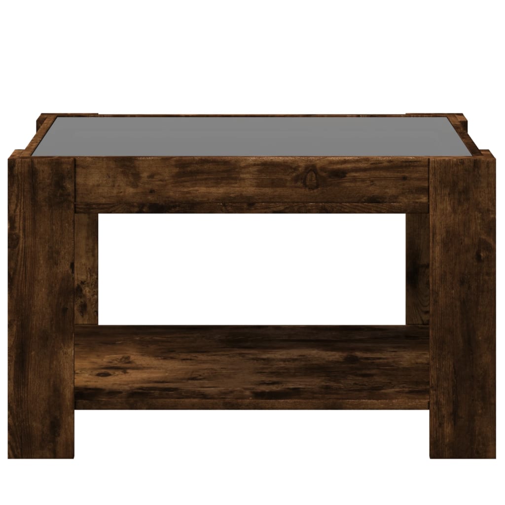 füstös tölgy szerelt fa dohányzóasztal LED-del 73 x 53 x 45 cm