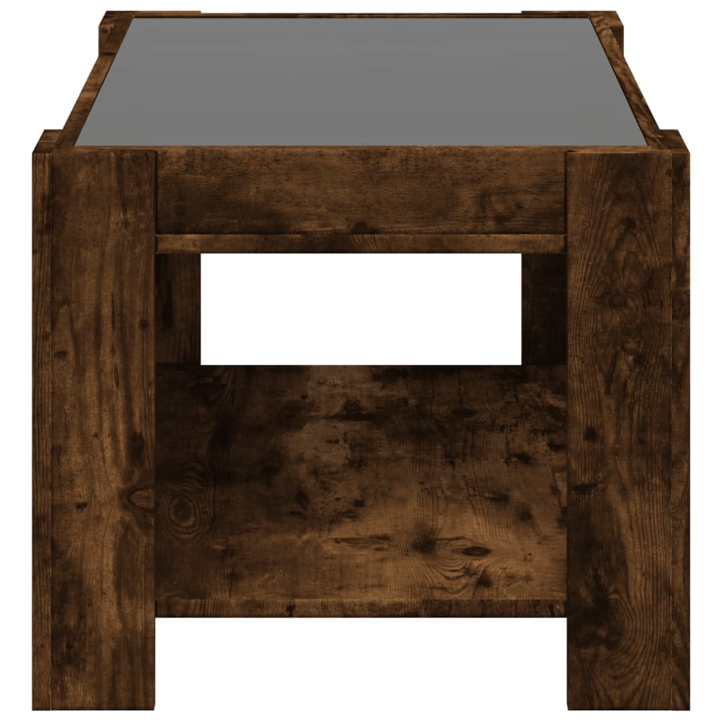füstös tölgy szerelt fa dohányzóasztal LED-del 73 x 53 x 45 cm