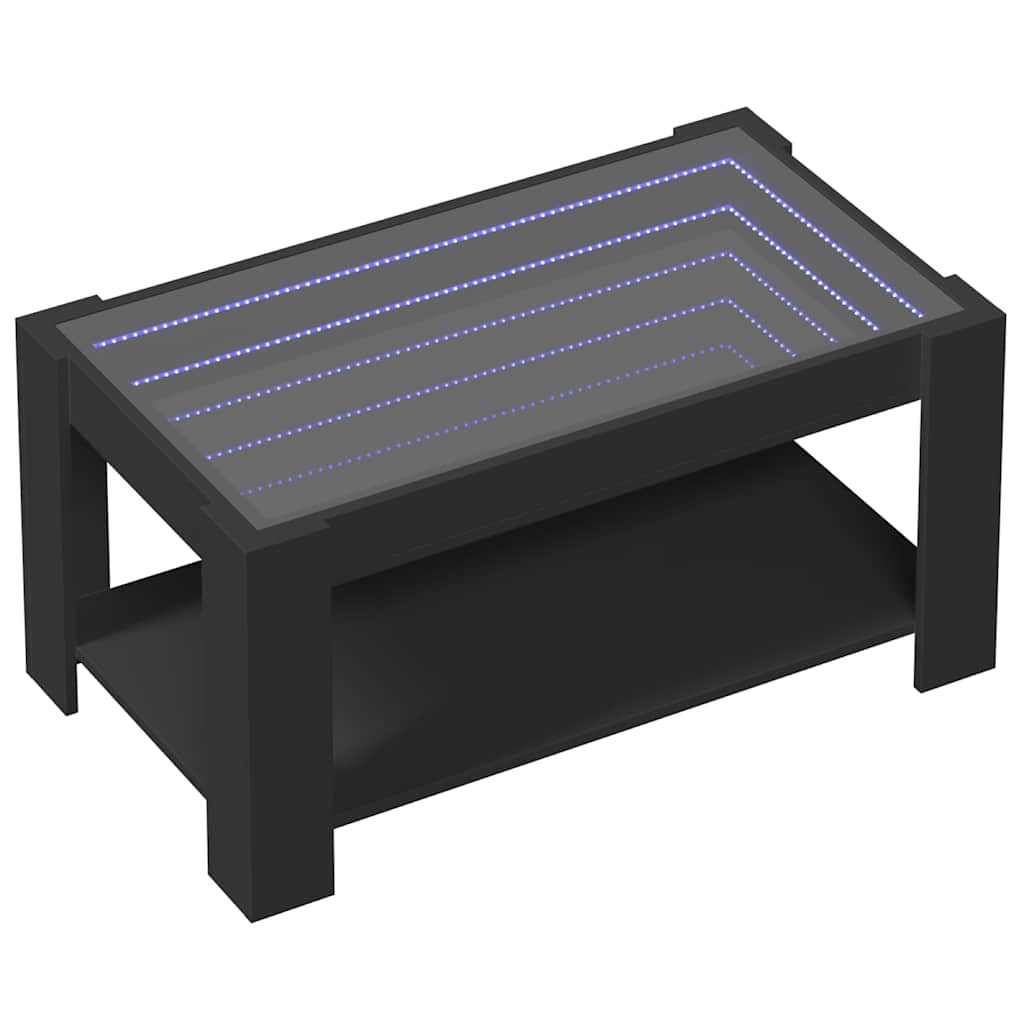 fekete szerelt fa dohányzóasztal LED-del 93 x 53 x 45 cm