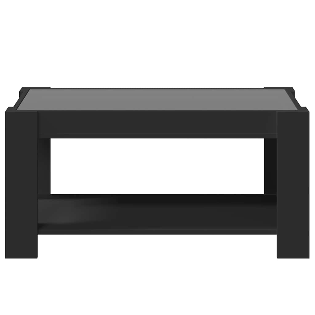 fekete szerelt fa dohányzóasztal LED-del 93 x 53 x 45 cm