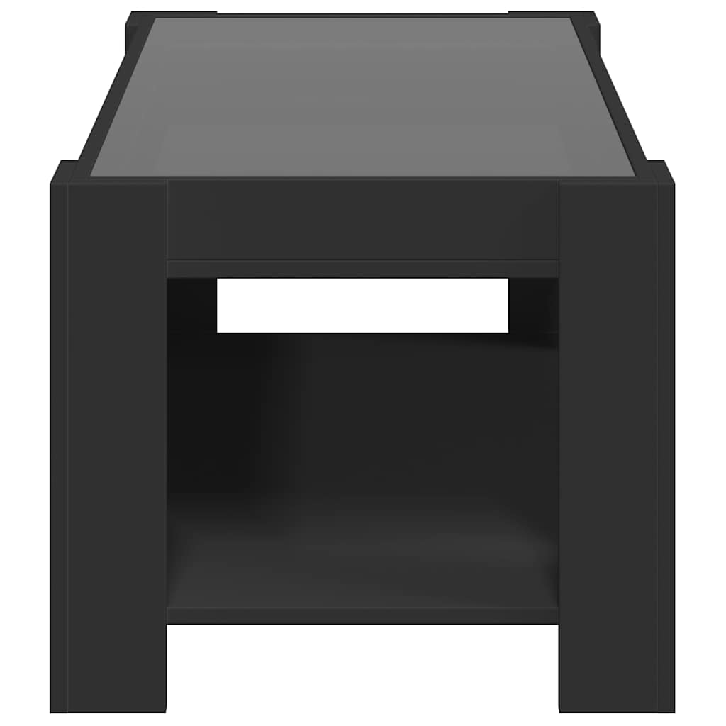 fekete szerelt fa dohányzóasztal LED-del 93 x 53 x 45 cm