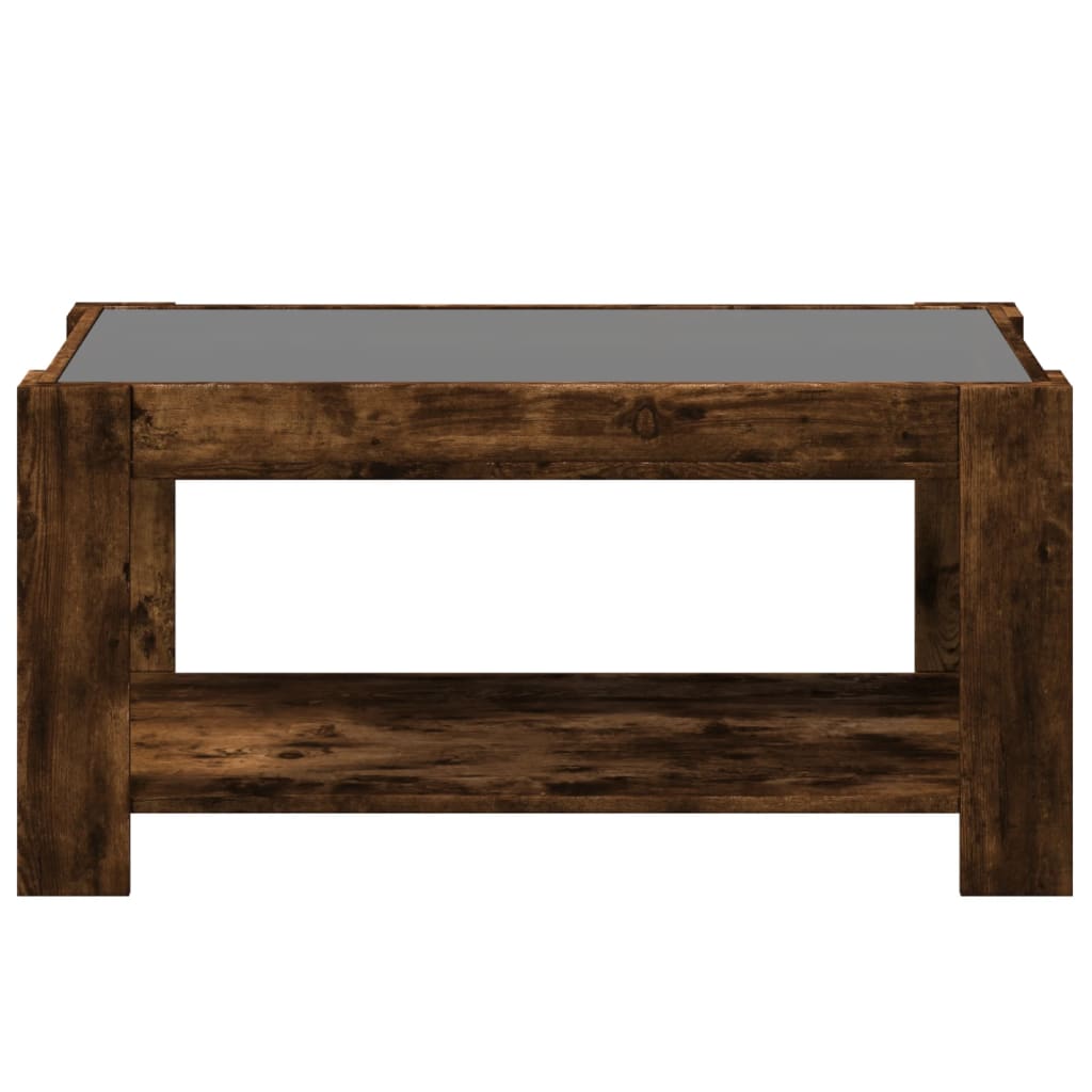 füstös tölgy szerelt fa dohányzóasztal LED-del 93 x 53 x 45 cm