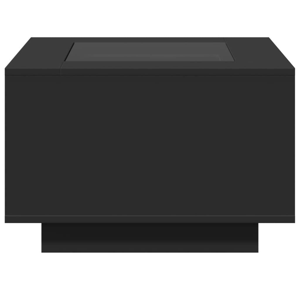 fekete szerelt fa dohányzóasztal LED-lámpákkal 60 x 60 x 40 cm