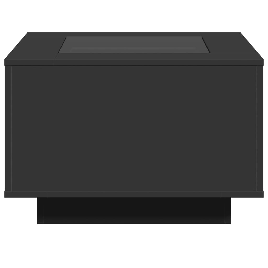 fekete szerelt fa dohányzóasztal LED-lámpákkal 60 x 60 x 40 cm