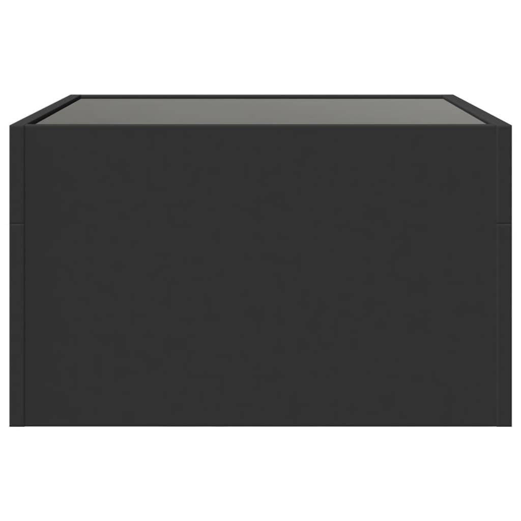 fekete végtelen hatású LED-es dohányzóasztal 50 x 50 x 30 cm