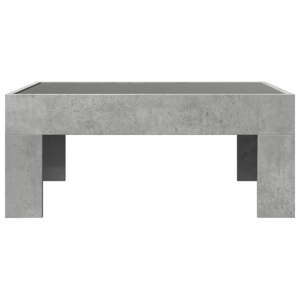 betonszürke végtelen hatású LED-es dohányzóasztal 70x50x30 cm