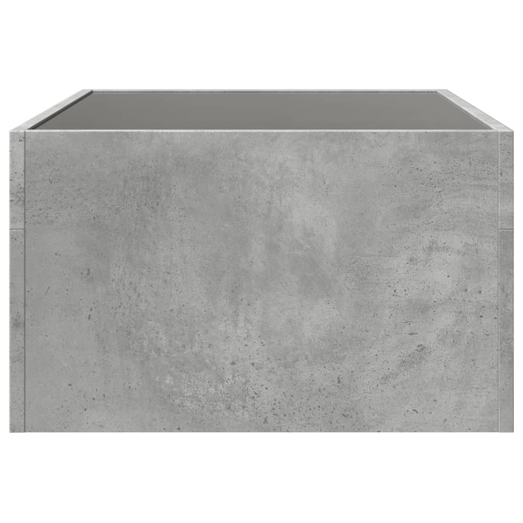 betonszürke végtelen hatású LED-es dohányzóasztal 70x50x30 cm
