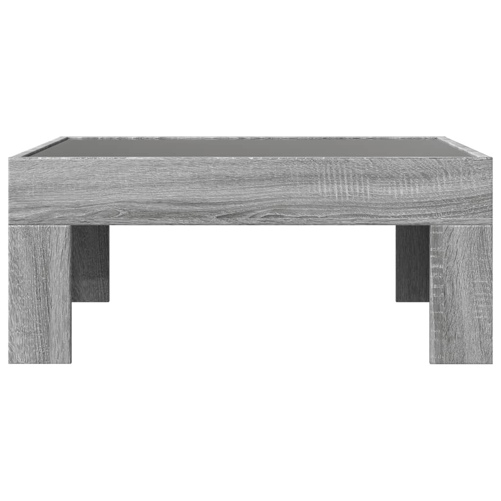 szürke sonoma végtelen hatású LED-es dohányzóasztal 70x50x30 cm