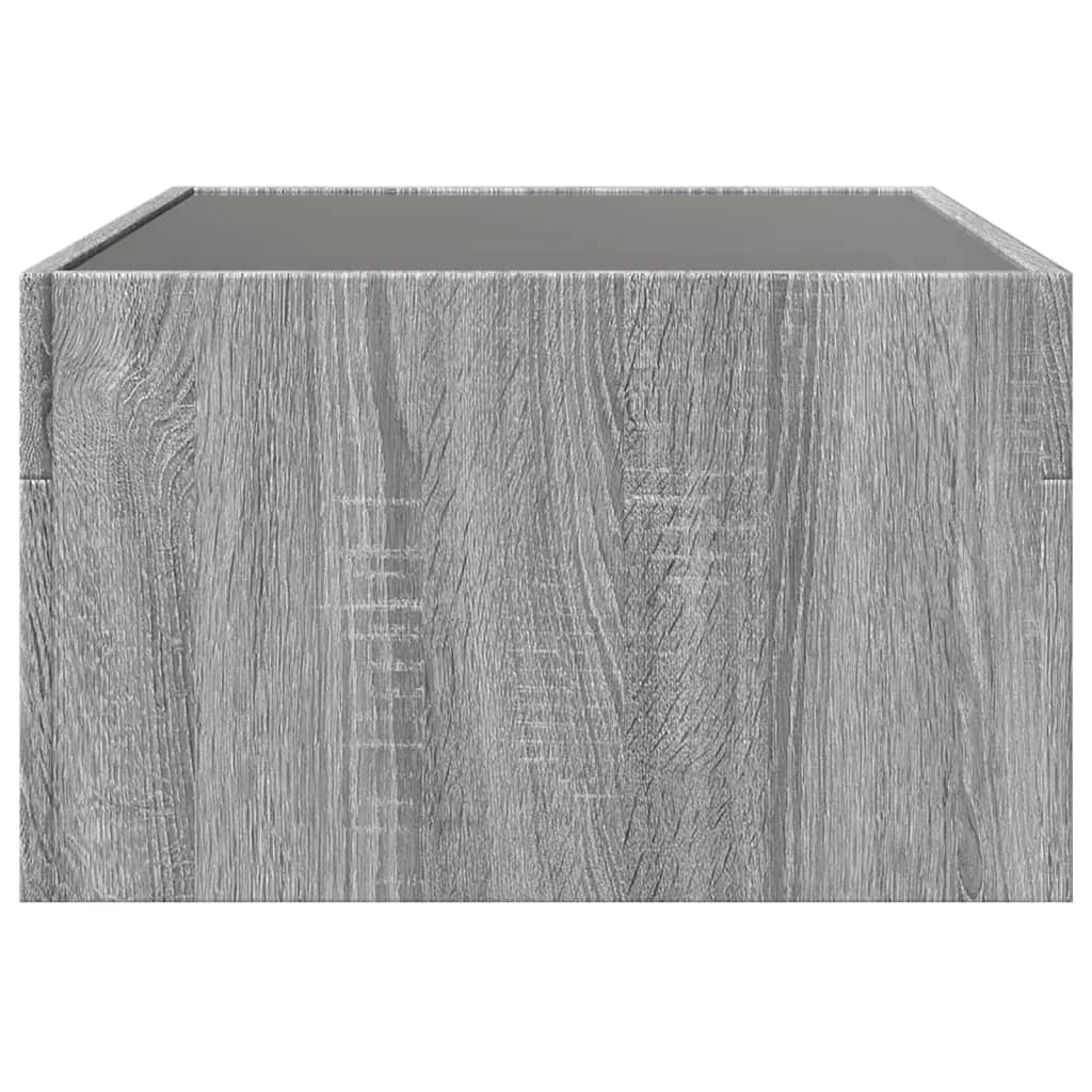 szürke sonoma végtelen hatású LED-es dohányzóasztal 70x50x30 cm
