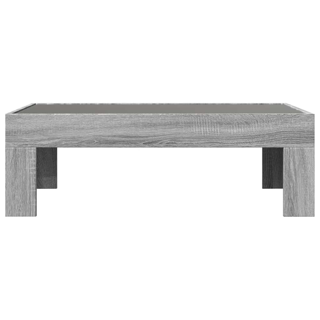 szürke sonoma végtelen hatású LED-es dohányzóasztal 90x50x30 cm