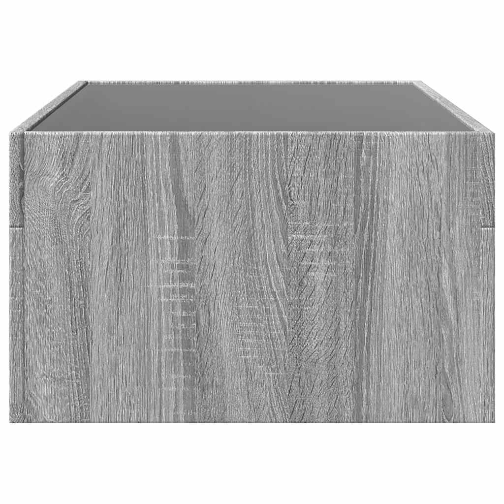 szürke sonoma végtelen hatású LED-es dohányzóasztal 90x50x30 cm
