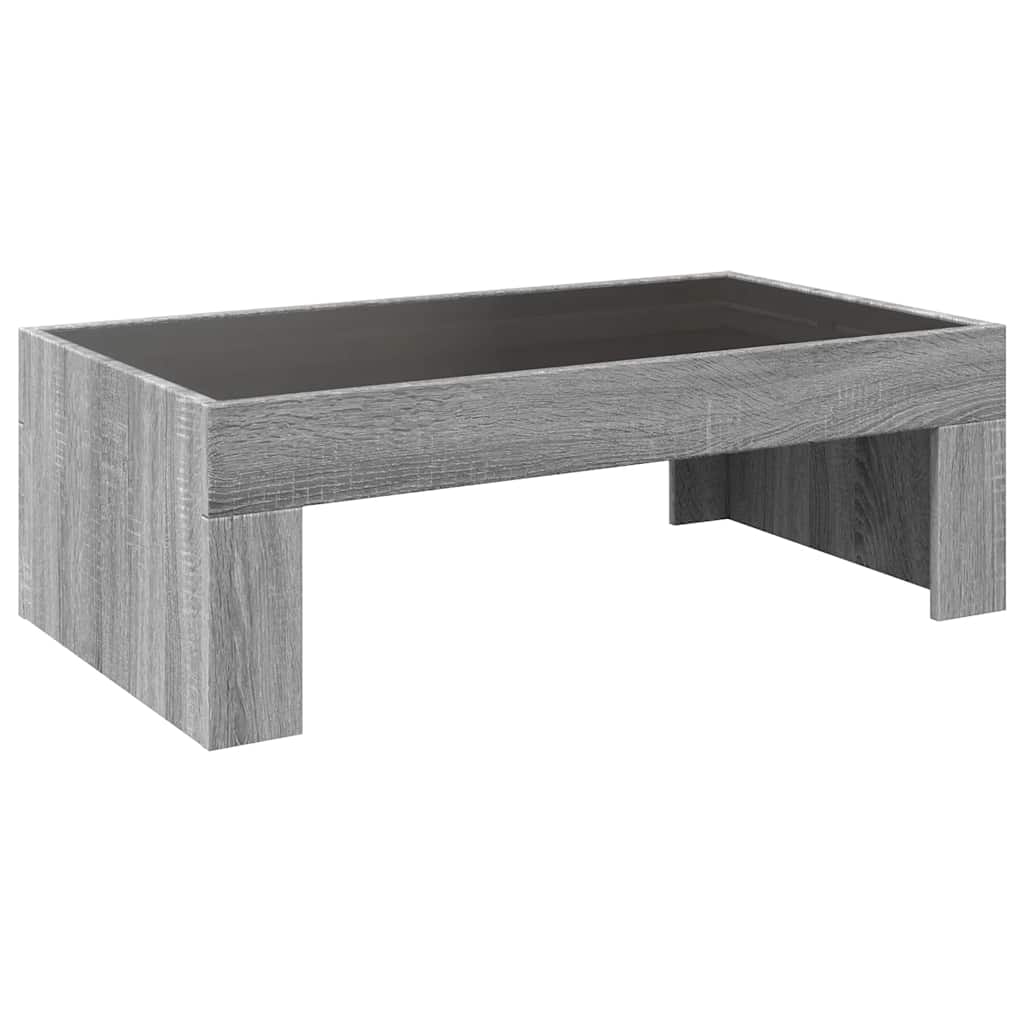 szürke sonoma végtelen hatású LED-es dohányzóasztal 90x50x30 cm