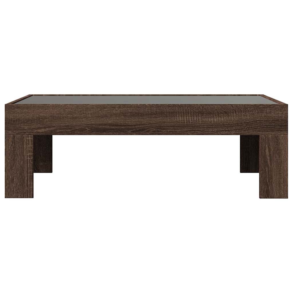 barna tölgy végtelen hatású LED-es dohányzóasztal 90x50x30 cm