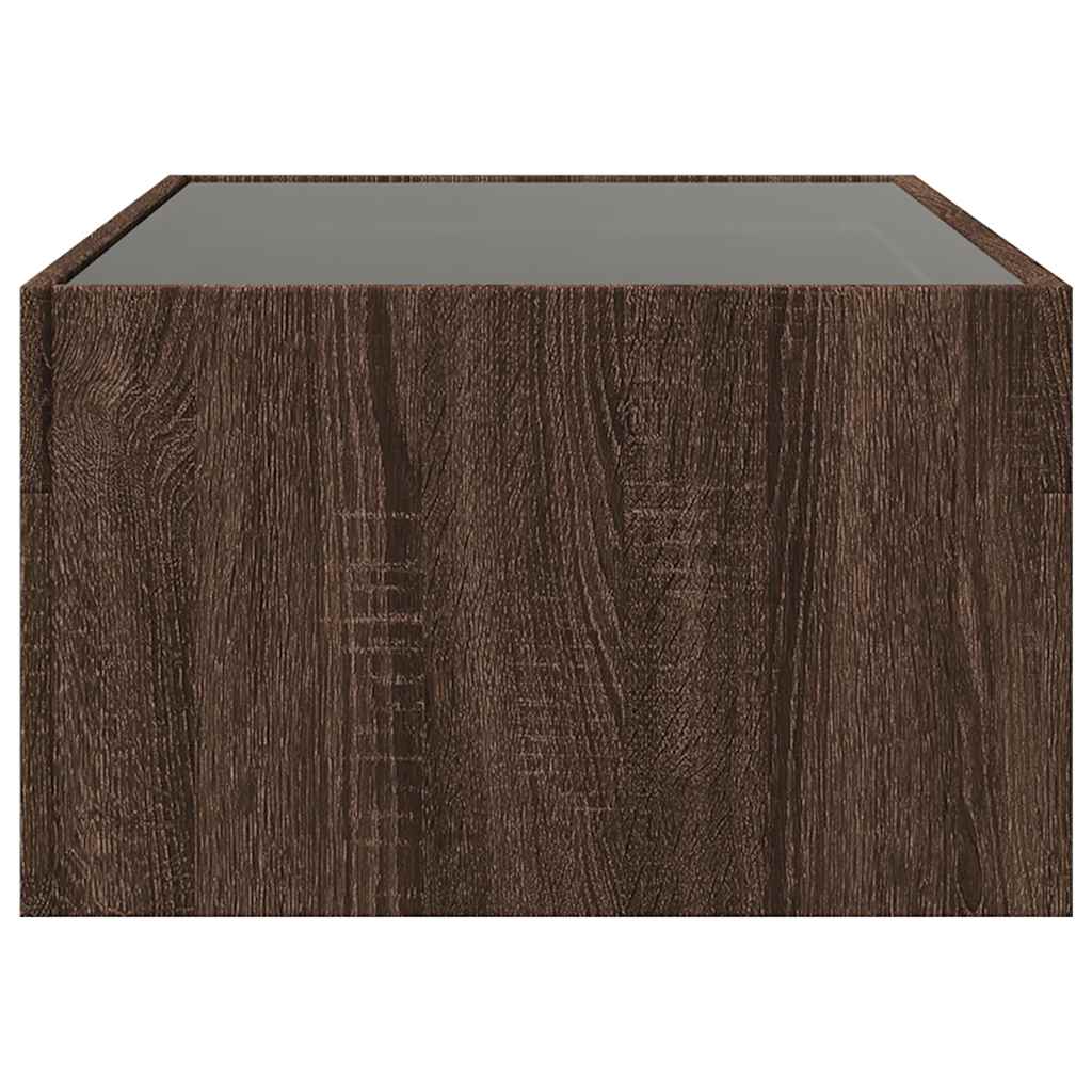 barna tölgy végtelen hatású LED-es dohányzóasztal 90x50x30 cm