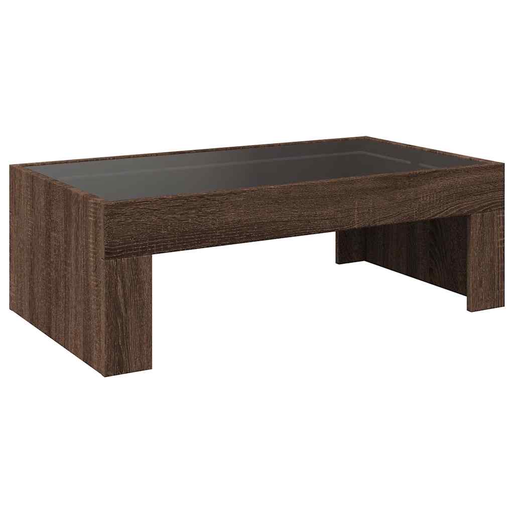 barna tölgy végtelen hatású LED-es dohányzóasztal 90x50x30 cm