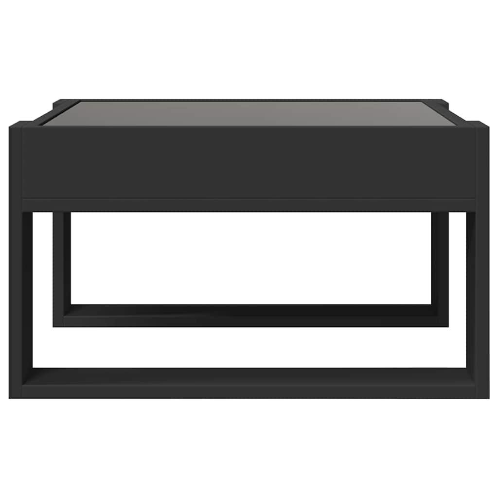 fekete végtelen hatású LED-es dohányzóasztal 50 x 53 x 30 cm