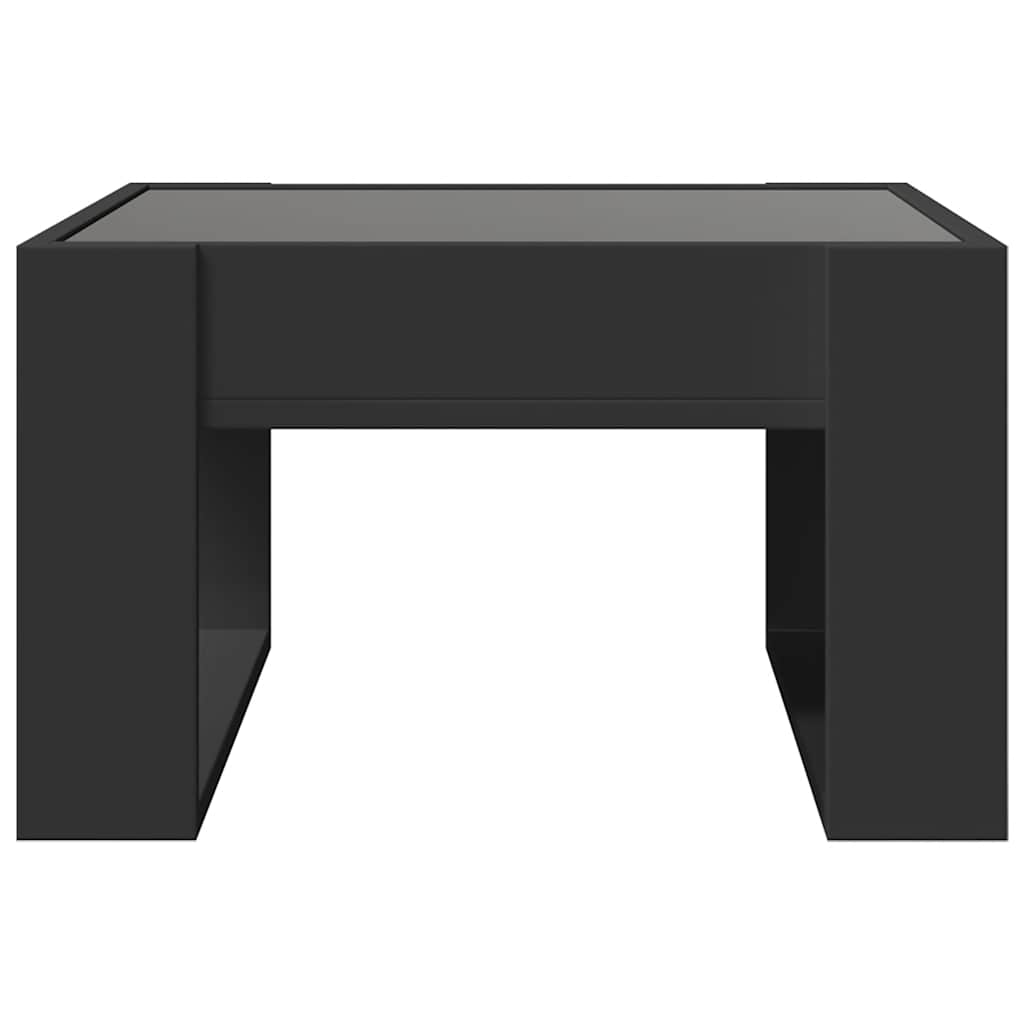 fekete végtelen hatású LED-es dohányzóasztal 50 x 53 x 30 cm
