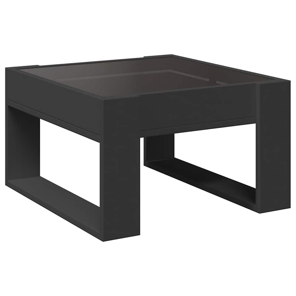 fekete végtelen hatású LED-es dohányzóasztal 50 x 53 x 30 cm