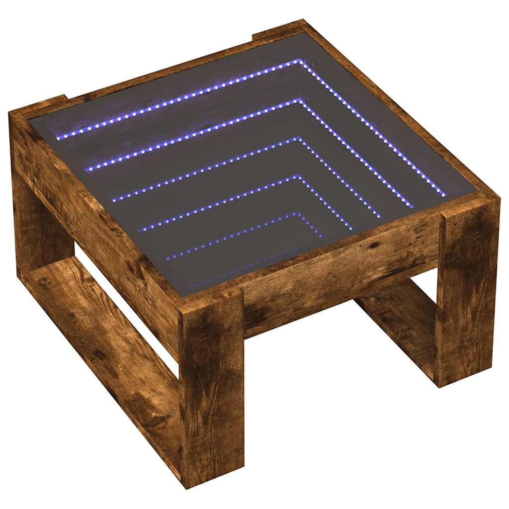füstös tölgy végtelen hatású LED-es dohányzóasztal 50x53x30 cm