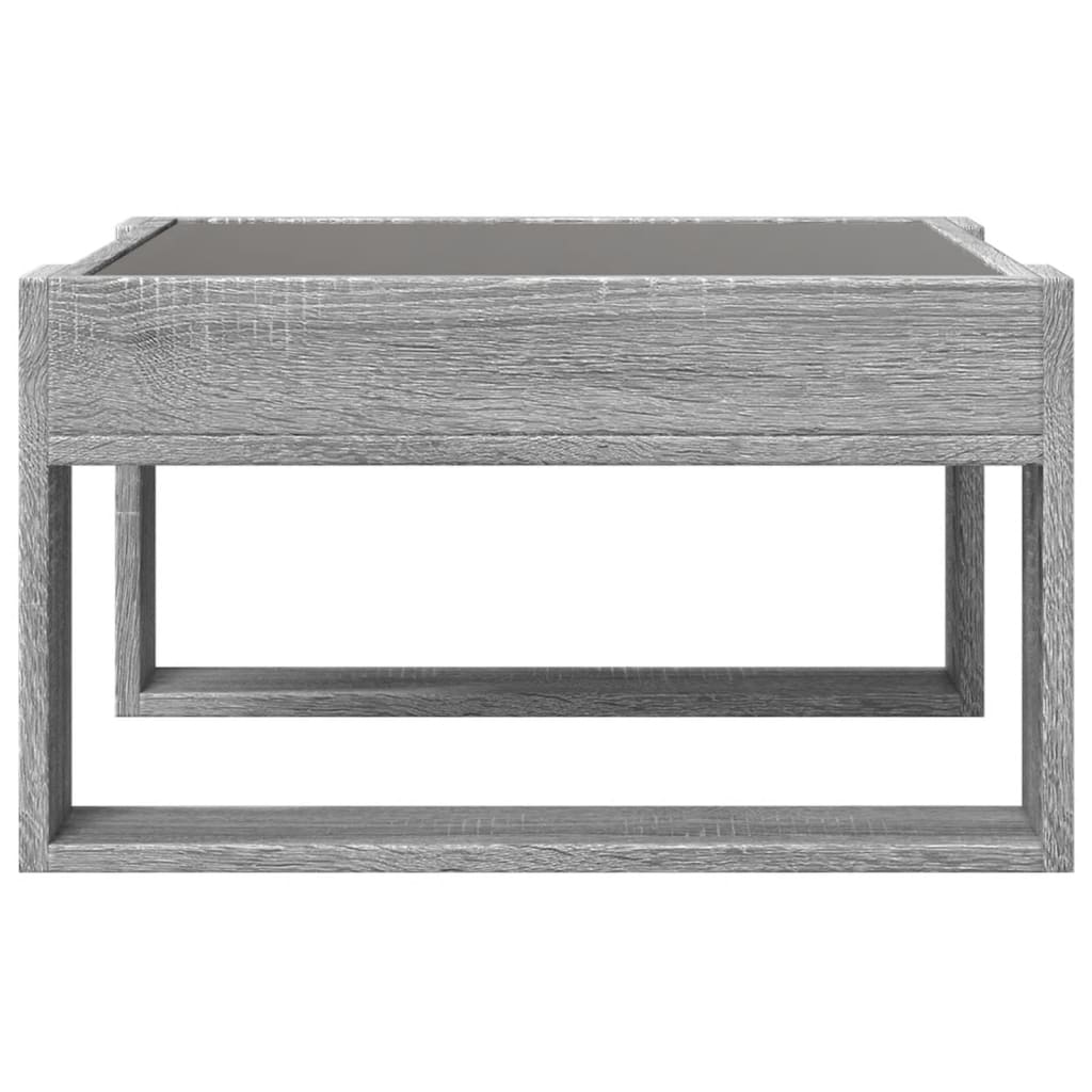 szürke sonoma végtelen hatású LED-es dohányzóasztal 50x53x30 cm