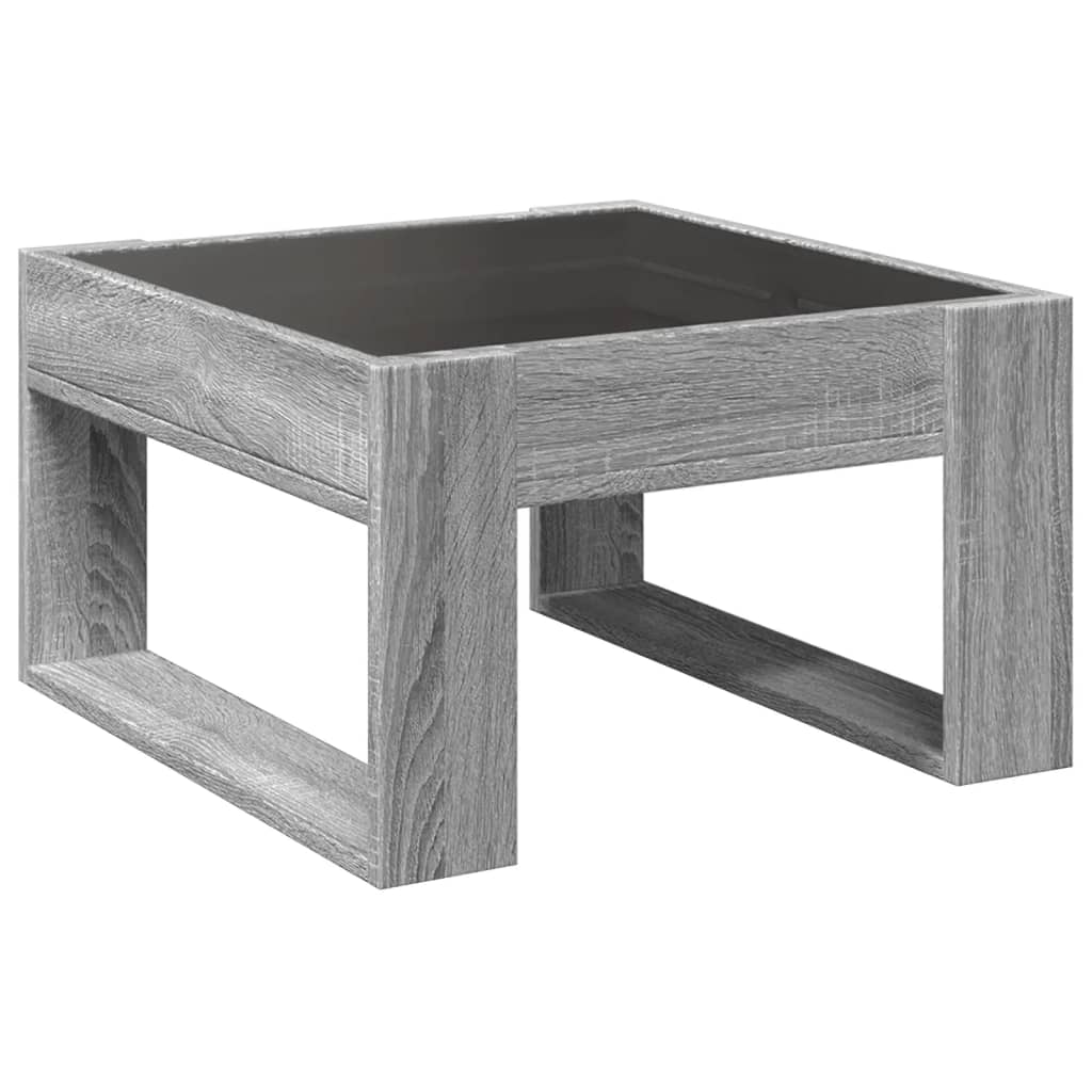 szürke sonoma végtelen hatású LED-es dohányzóasztal 50x53x30 cm