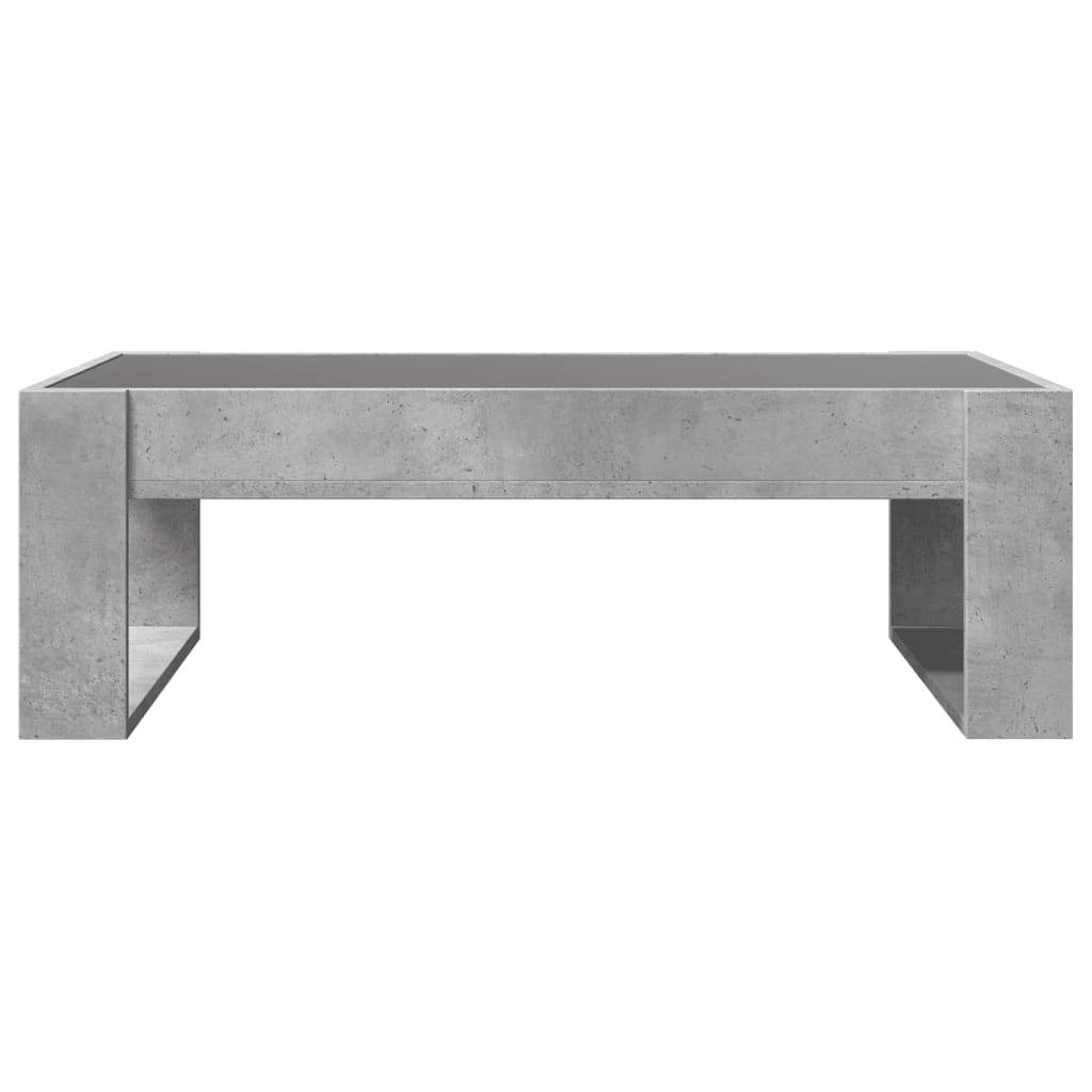 betonszürke végtelen hatású LED-es dohányzóasztal 90x53x30 cm