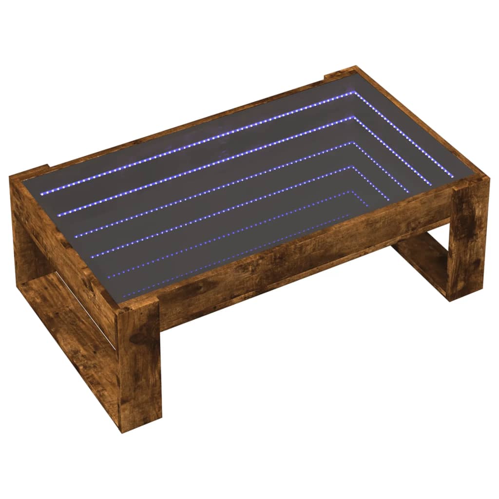 füstös tölgy végtelen hatású LED-es dohányzóasztal 90x53x30 cm
