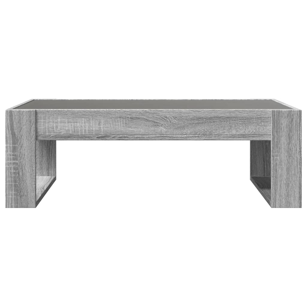 szürke sonoma végtelen hatású LED-es dohányzóasztal 90x53x30 cm