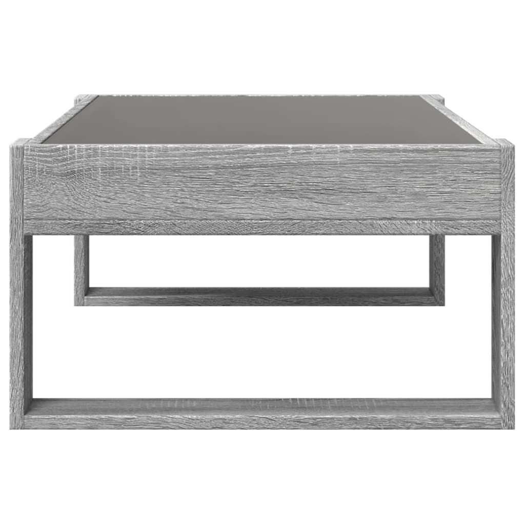 szürke sonoma végtelen hatású LED-es dohányzóasztal 90x53x30 cm