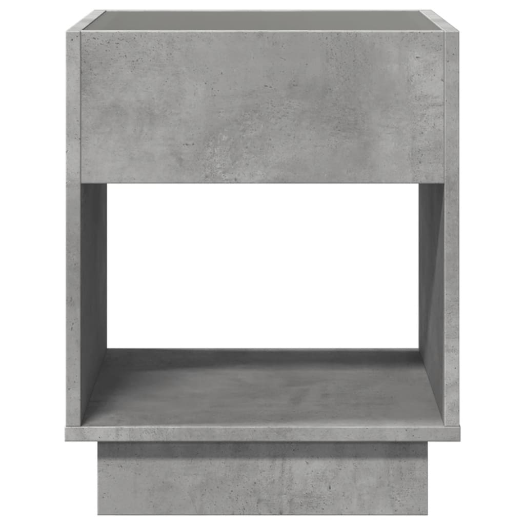 betonszürke végtelen hatású LED-es dohányzóasztal 40x40x50 cm