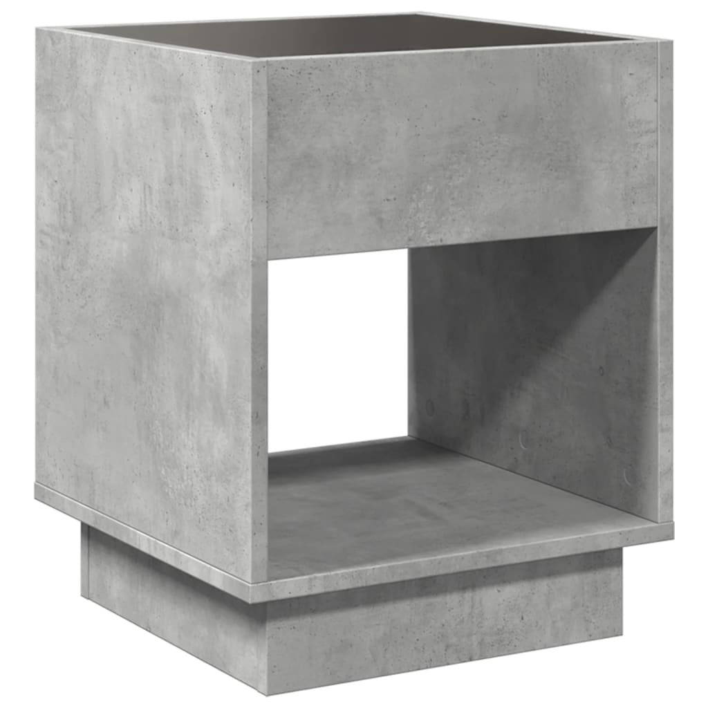 betonszürke végtelen hatású LED-es dohányzóasztal 40x40x50 cm