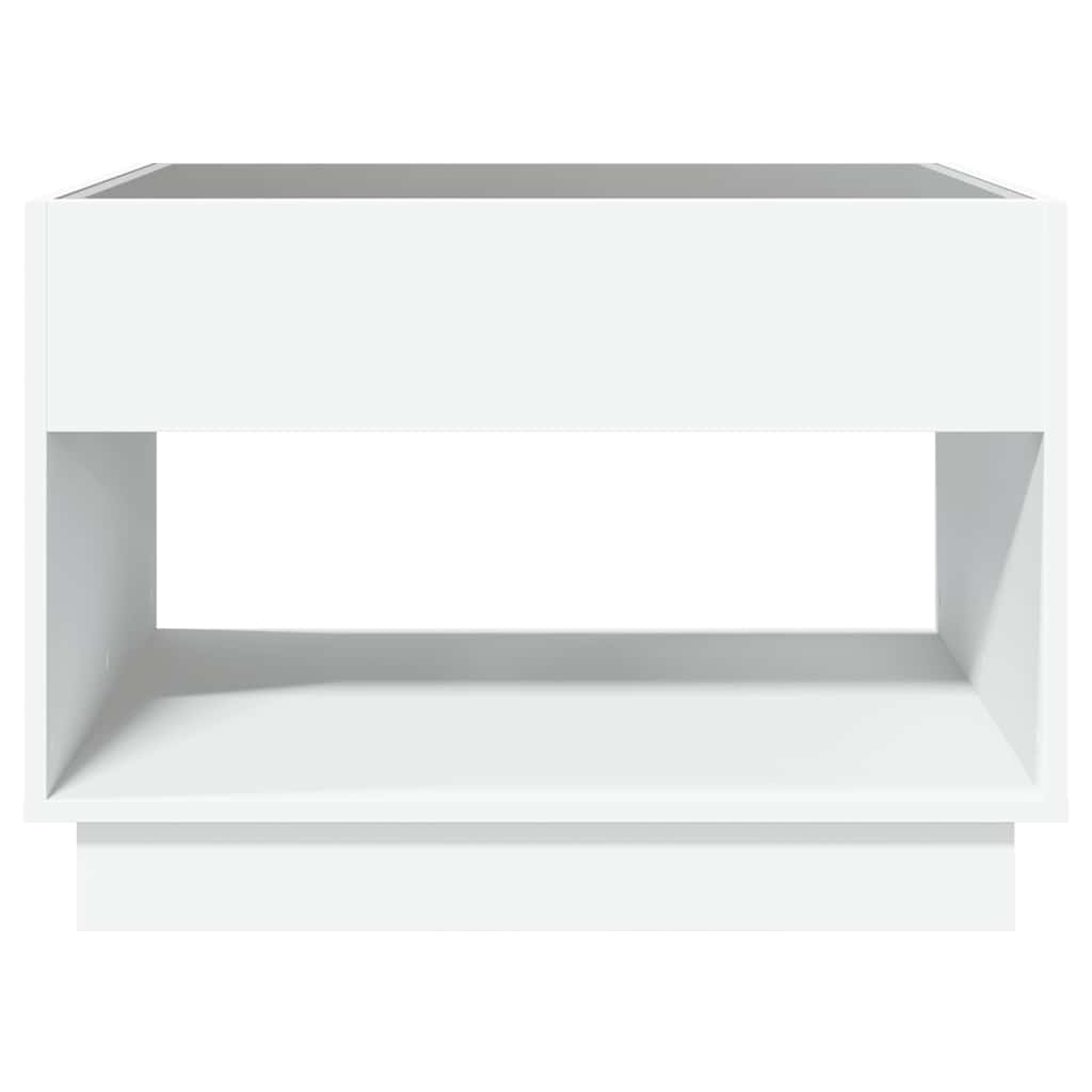 fehér végtelen hatású LED-es dohányzóasztal 70 x 50 x 50 cm