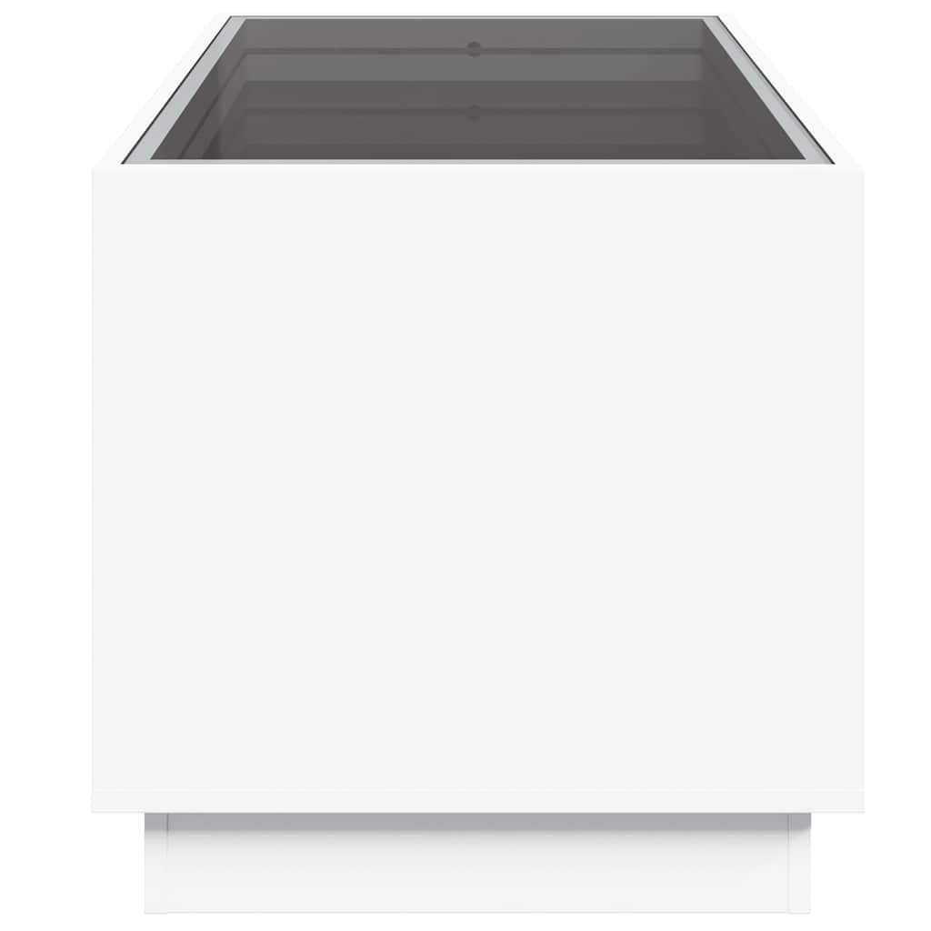 fehér végtelen hatású LED-es dohányzóasztal 70 x 50 x 50 cm